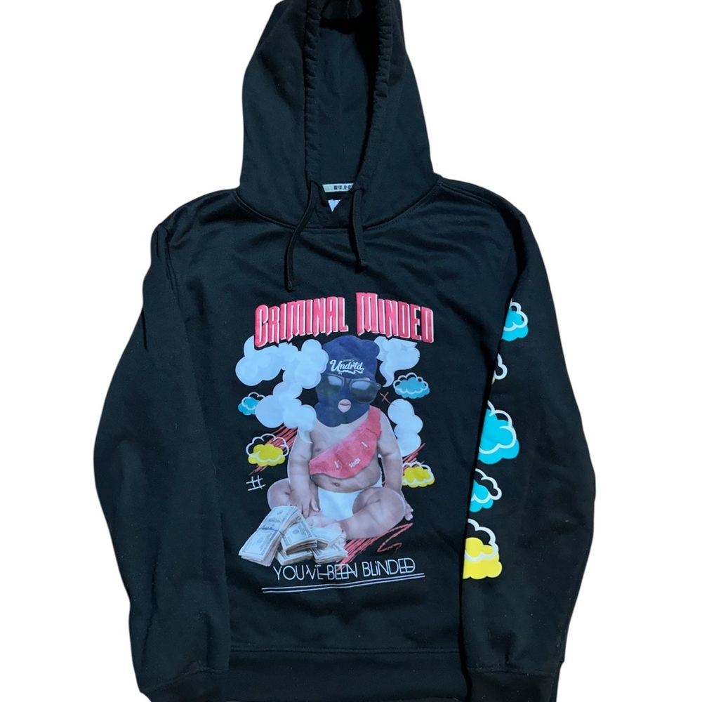 Black Graphic Hoodie with Colorful Design